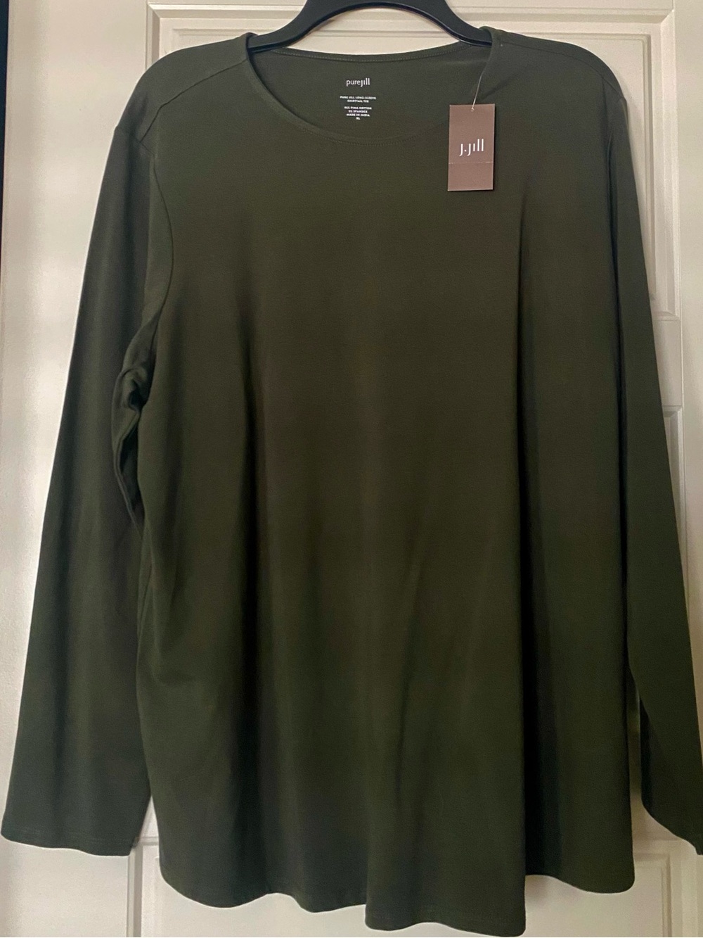 NWT J JILL Pure Jill Long-Sleeve Crew-Neck Top Shirttail Tee Sz XL